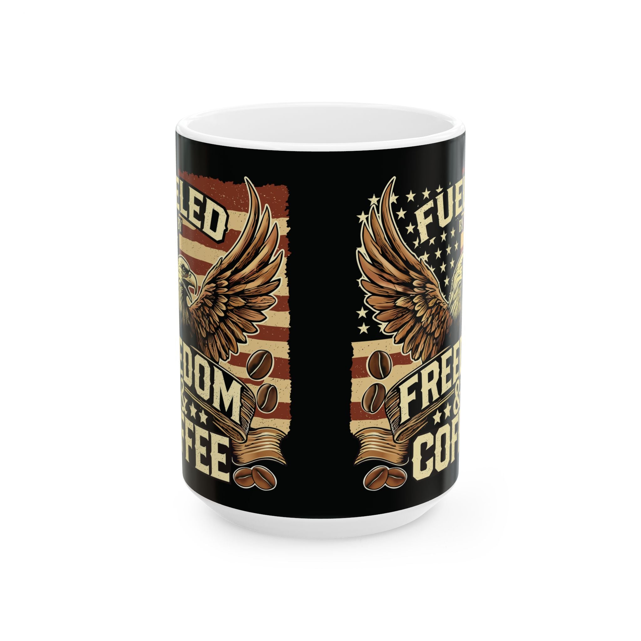 Fueled by Freedom and Coffee Ceramic Mug - Patriotic Coffee Mug