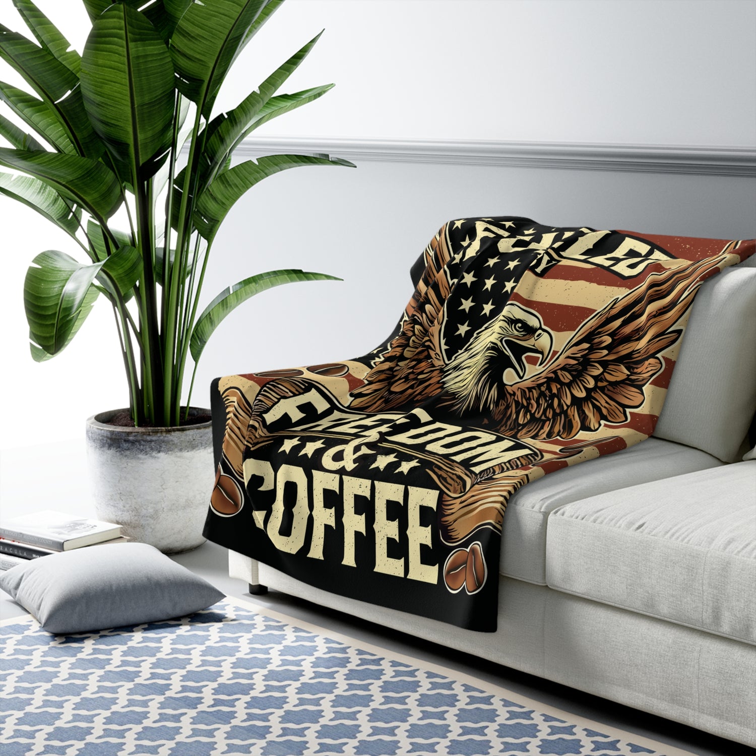 Fueled by Freedom &amp; Coffee - Sherpa Fleece Blanket