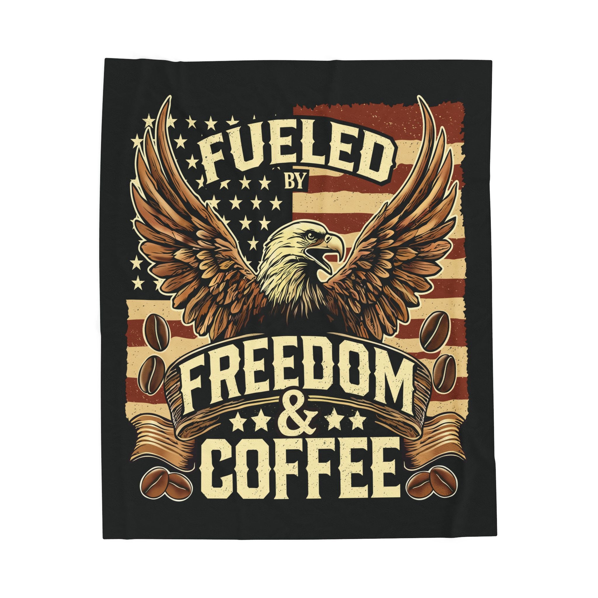 Lightweight Velveteen Blanket, Fueled by Freedom &amp; Coffee