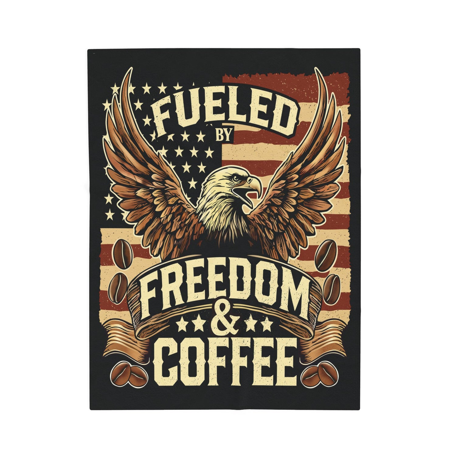Lightweight Velveteen Blanket, Fueled by Freedom &amp; Coffee