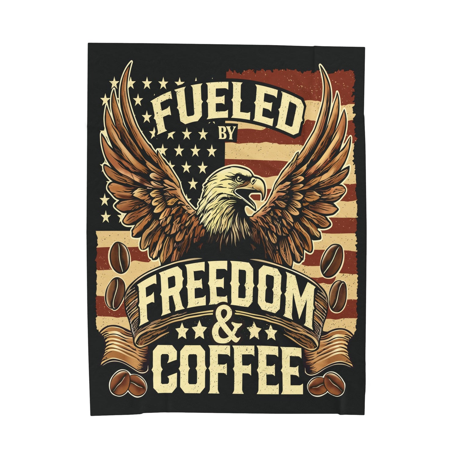 Lightweight Velveteen Blanket, Fueled by Freedom &amp; Coffee